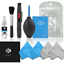 CamKix Professional Camera Cleaning Kit for DSLR Cameras (Canon, Nikon, Pentax, Sony) - Double Sided Lens Cleaning Pen / Alcohol Free Optical Lens Cleaning Fluid / 50 Sheets Cleaning Tissue / Brush / Blower