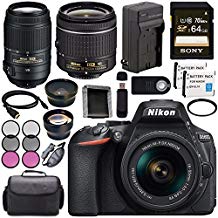 Nikon D5600 DSLR Camera with 18-55mm VR AF-P Lens (Black) 1576 + Nikon 55-300mm f/4.5-5.6G ED VR Lens + Lithium Ion Battery + Charger + Sony 64GB SDXC Card + HDMI Cable + Remote + Card Reader Bundle
