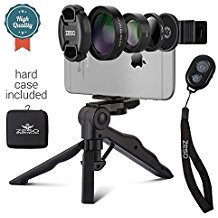 Camera Lens Kit by Zeso | Professional CPL, Macro & Wide Angle Lenses | Multi-use tripod & Selfie Remote Control | For iPhone, Samsung Galaxy, iPads, Tablets | Universal Phone Clip & Hard Storage Case