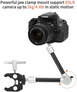 TOAZOE 11" Adjustable Robust Articulating Friction Magic Arm Clamp Holder Mounts Kit for DSLR/Mirrorless/Action Camera/Camcorder/LCD Monitor Video Vlog Rig w/Smartphone/iPhone/GoPro/Arlo etc